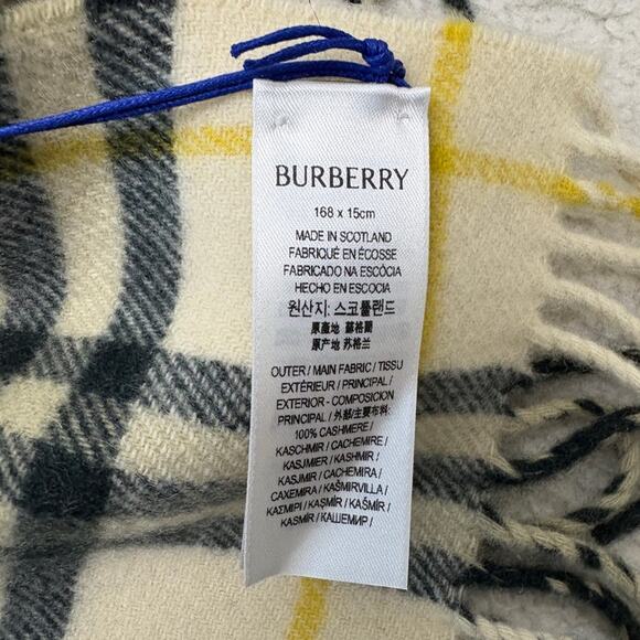 Burberry Yellow and Green Plaid cashmere scarf NWT - Picture 5 of 6